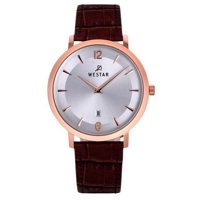 Westar - Reloj Profile Correa De Cuero Esfera Plateada Cuarzo 50219Ppn627 Para Hombre