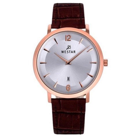 Westar - Reloj Profile Correa De Cuero Esfera Plateada Cuarzo 50219Ppn627 Para Hombre