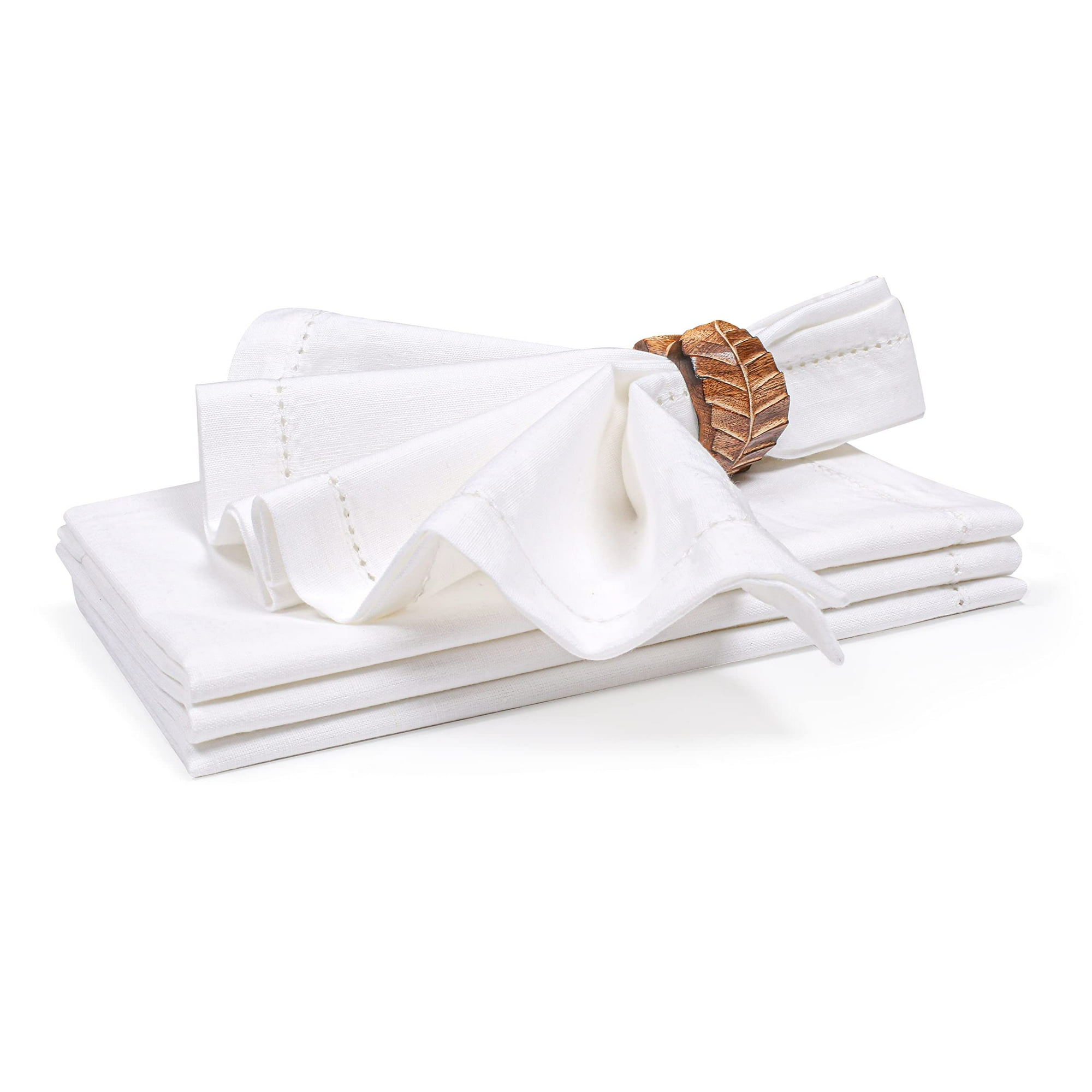 Servilletas De Tela Ramanta Home, Algodón Y Lino, 20 X 20 Cm, Color Blanco