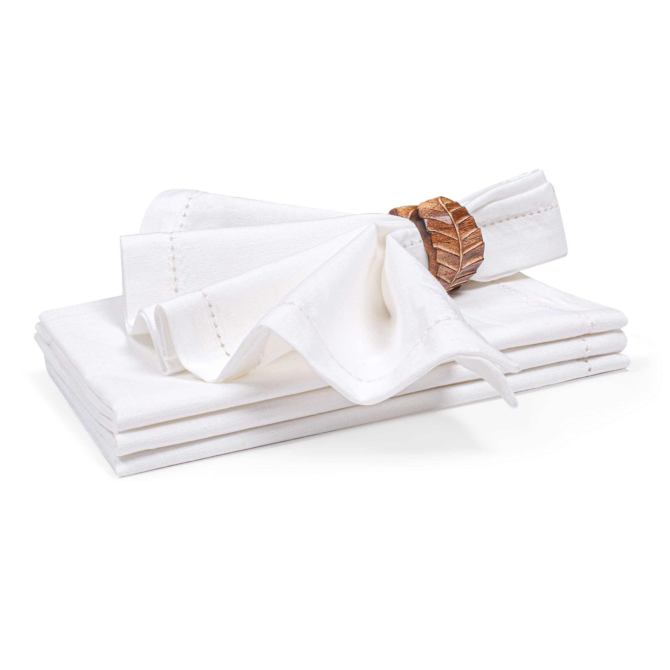 Servilletas De Tela Ramanta Home, Algodón Y Lino, 20 X 20 Cm, Color Blanco