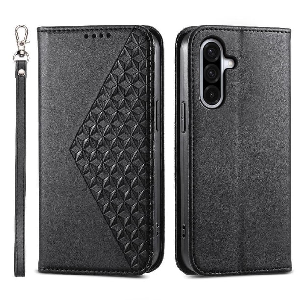 Funda Flip FOXDOCK para Samsung Galaxy A56 , Estilo Billetera con Diseño Rombo, Correa de Mano y Soporte, Uso Diario