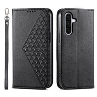 Funda Flip Foxdock Para Samsung Galaxy A56 , Estilo Billetera Con Diseño Rombo, Correa De Mano Y Soporte, Uso Diario