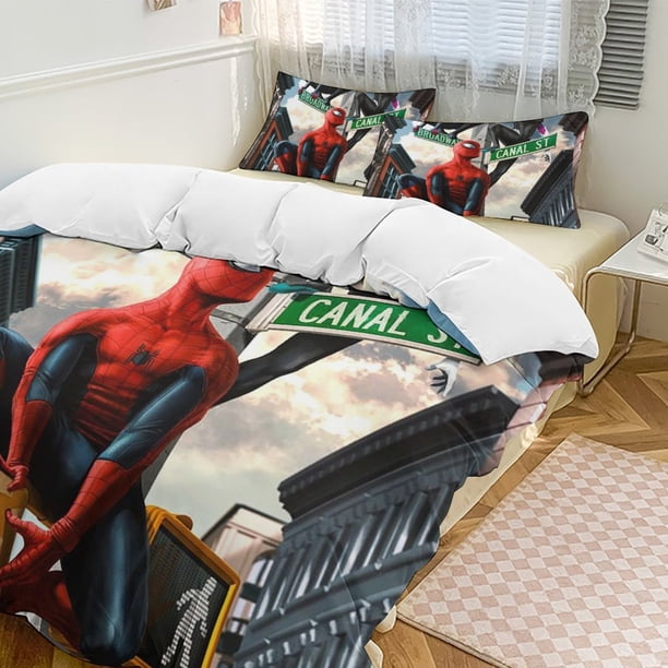 Spider-Man 3-Piece Twin Bed Set - Includes 1 Single Quilt And 2 Pillow Cases Bedding - Fade Resistant Microfiber - Spider