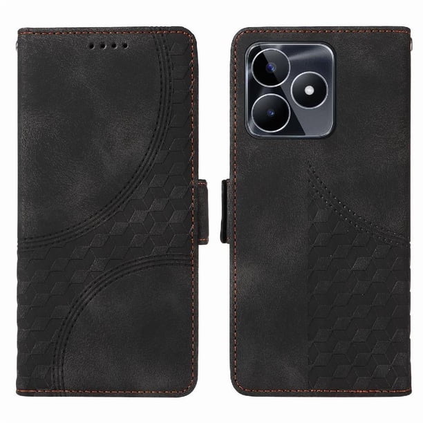 Carcasa FOXDOCK Realme C53 de cuero PU, diseño acolchado clásico, protección contra caídas y rayones