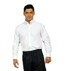 90 Grados - Camisa Oxford Hombre Manga Larga, Bolsillo Suelto, Blanco Talla Xxl