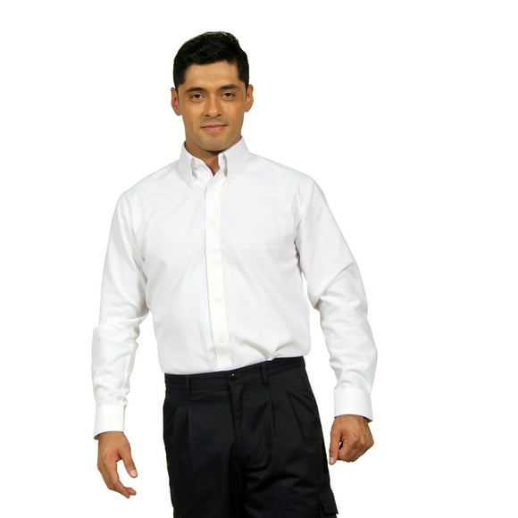 Camisa Oxford Hombre Manga Larga, Bolsillo Suelto, Blanco