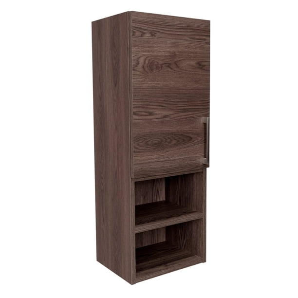 Mueble Auxiliar De Baño 1 Puerta Abatible con Manija 81,7 x 30 x 25,6 Cm Café Oscuro