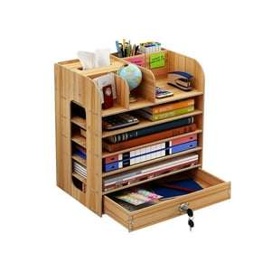 Sohogar - Organizador De Escritorio Multiuso De Madera Café