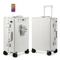 Equipaje Myer Hard Shell Carry On, Aluminio De 20 Pulgadas, Color Blanco Lechoso