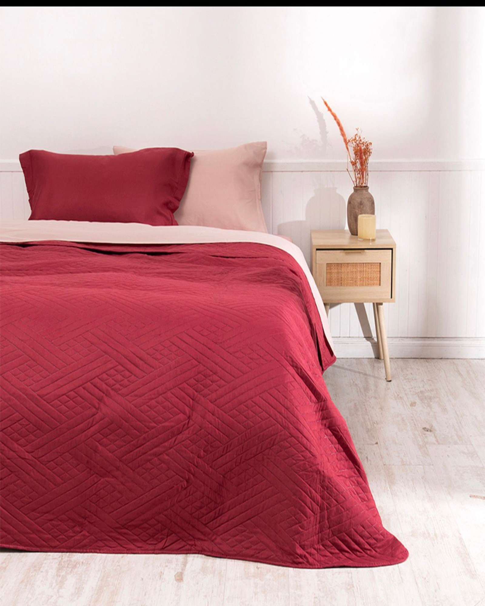 Cubrecama Quilt Mas Juego De Sábana Liso King Mashini