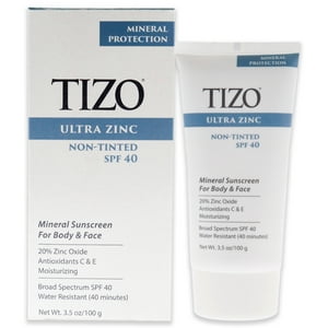 Tizo - Ultra Zinc Cuerpo Y Rostro Sin Tinte Spf 40 De Para Unisex - Protector Solar De 3.5 Oz