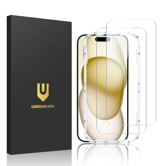 Protector de pantalla UnbreakCable para iPhone 15/16 de 6.1 pulgadas, paquete de 2