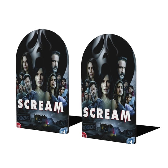 Scream: La Película Sujetalibros decorativos temáticos, tope para estantería con base antideslizante, uso dual para hogar y oficina - 2 piezas