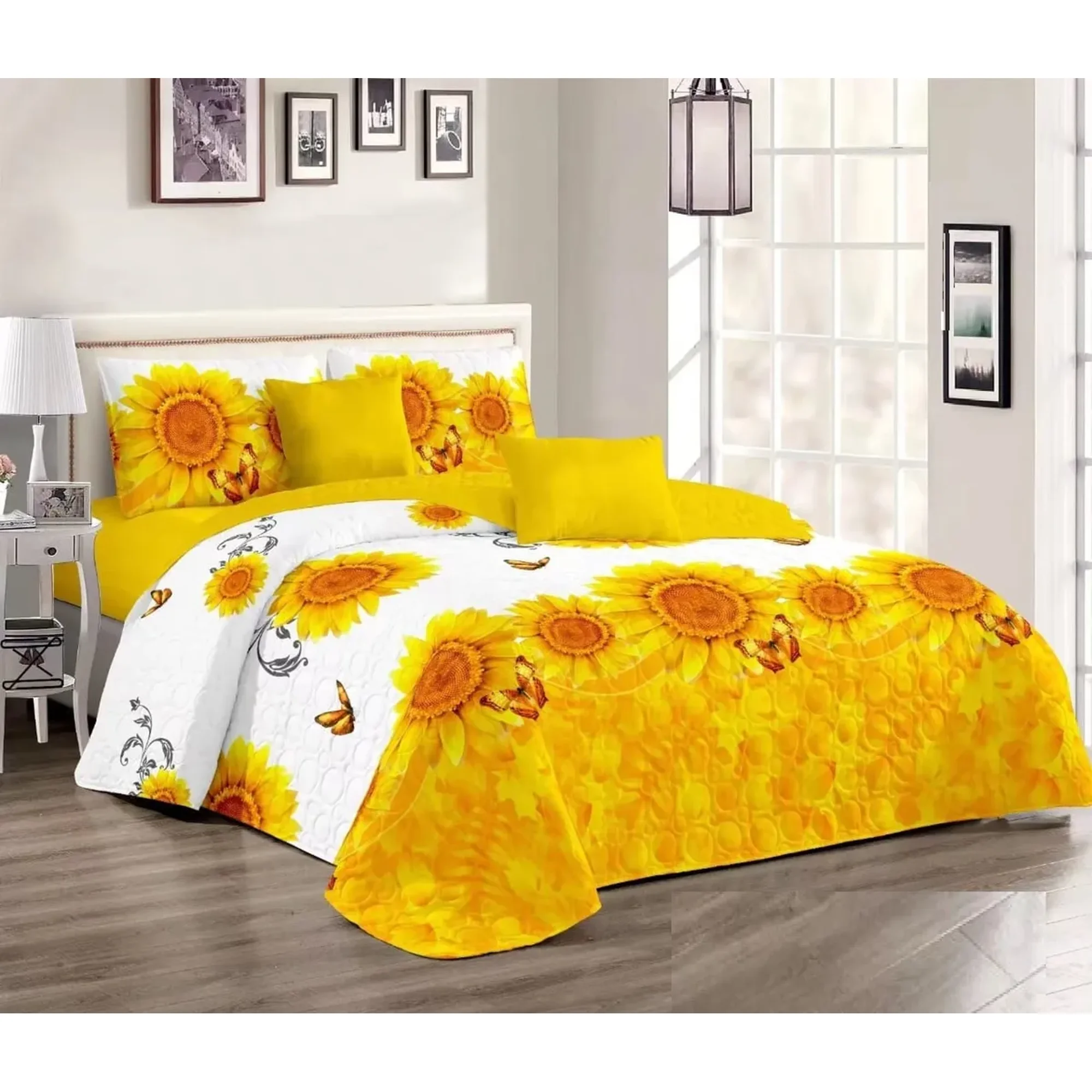 Casadeliacl - Cubrecama King Grande Quilt Verano Moderno Elegante Tf Amarillo Tf Cc506
