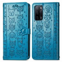 Funda Cartera Foxdock Para Oppo A55 5G , Flip Pu Con Relieve De Gatos Y Perros, Tarjetero Y Soporte