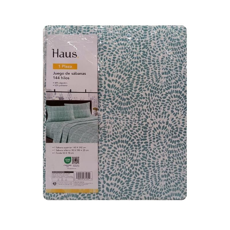 Haus - Juego De Sábanas 1 Plaza 144 Hilos 48% Algodón