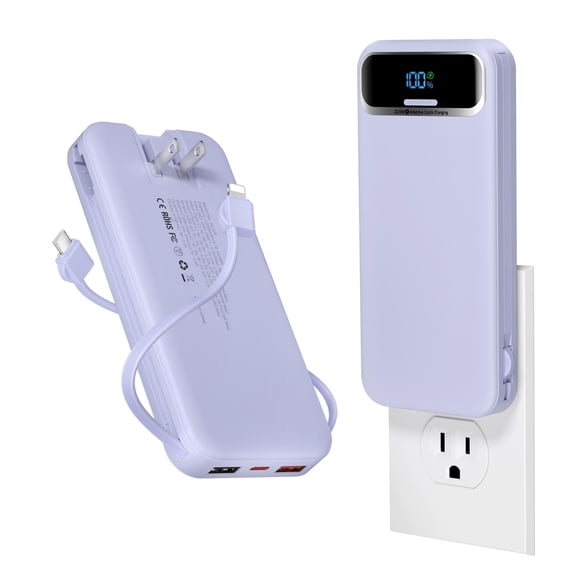 Power Bank aonidi de 12000 mAh, ligero, con cables integrados