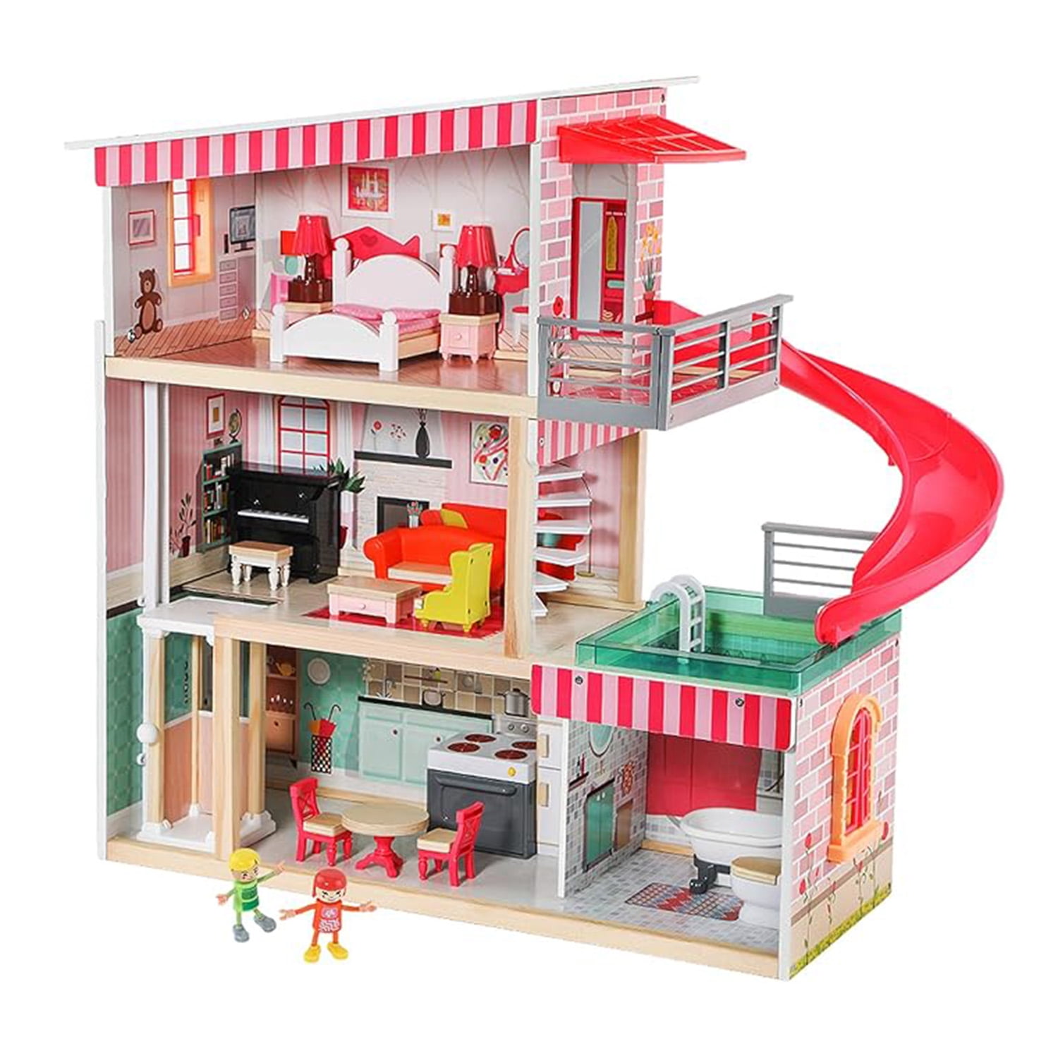 Bebesit - Casa De Muñecas + Muebles Madera Montessori Bella