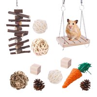 Ioensy - Hamster Chew Toys Set Bite Grind Juguete Zanahoria Bolas Tejidas Suministros 11 Kits