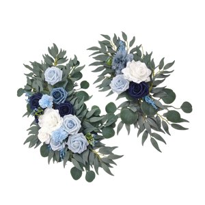 Magideal - 2 Piezas Guirnalda Para Arco De Boda Flores Artificiales Arreglo De Rosas De Seda Decoración De Centro De Mesa Adecuada Para Ceremonias Recepciones Fo Azul