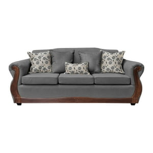 América Decora - Sofá Con Resorte Estructural Grand Santi Chenille 4 Personas Gris X