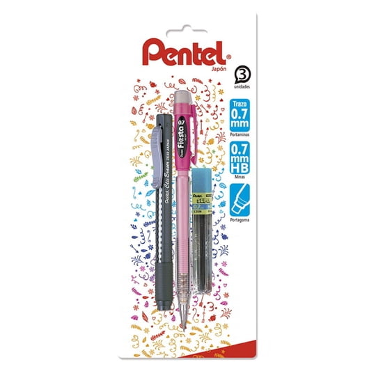 Portaminas 0.7 Mm + Minas 0.7 Mm + Goma, Pack Pentel