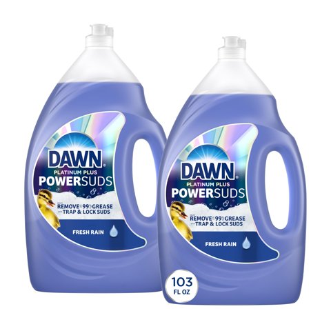 Jabón Para Platos Dawn Platinum Plus Powersuds Fresh Rain 1,52 L (Paquete De 2)