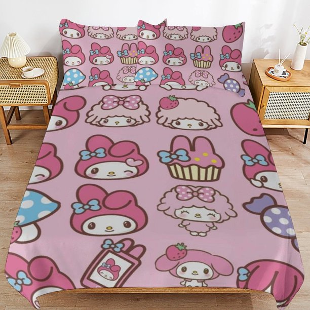My Melody Duvet Cover Set 3 Piece Bedding Set Double Sided Printing Decorative Comforter Cover Set
