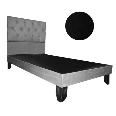 Mueblart - Base De Cama Con Respaldo A Piso Full Negro Lino
