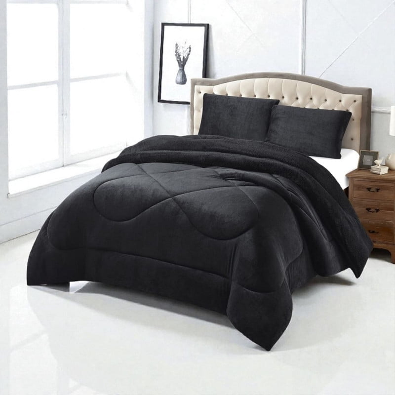 Genérico - Plumon De Invierno Plush Liso Con Chiporro De 2 Plazas + 2 Fundas Para Almohada Cipi2p-15