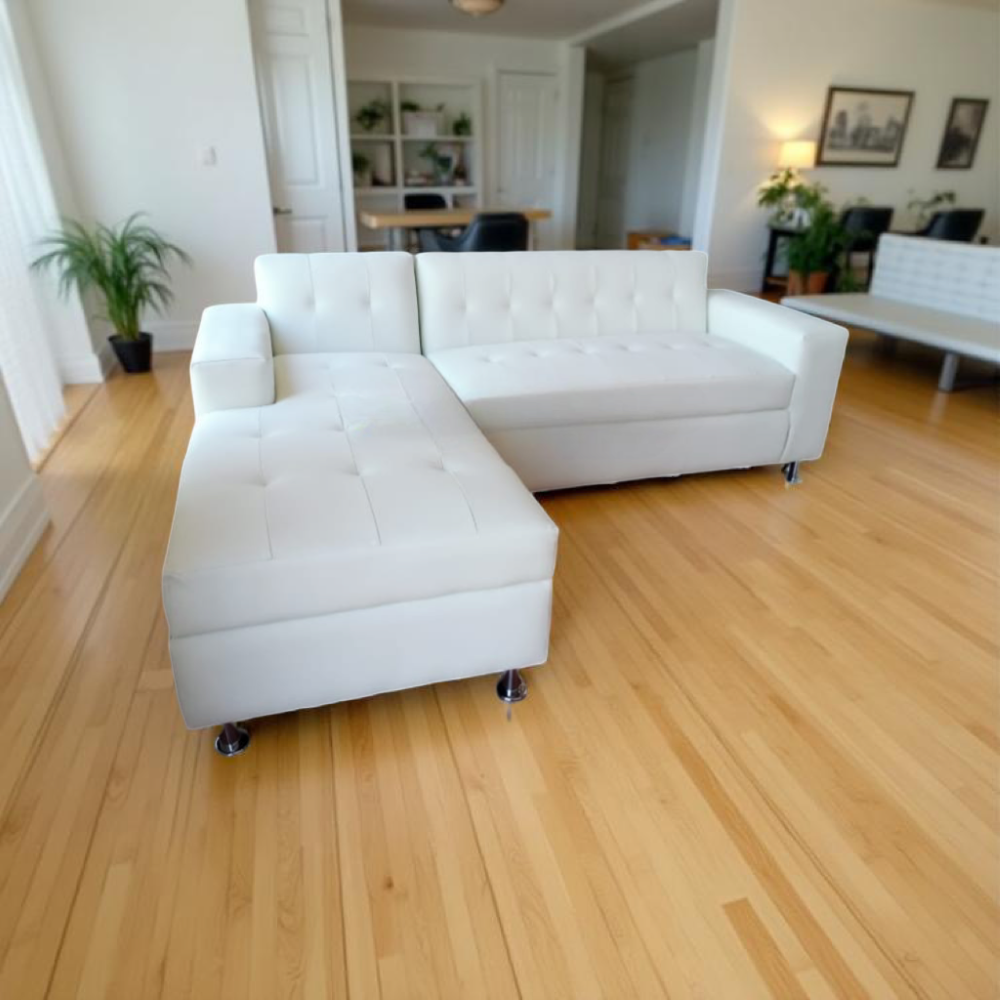 Muebles New - Seccional Milan Izquierdo Blanco Ecocuero