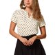 thumbnail image 4 of INSPIRE CHIC Blusa de lunares impresa para mujer de regreso a clases, cuello en V, manga corta, top para usar en el trabajo, M albaricoque, 4 of 6