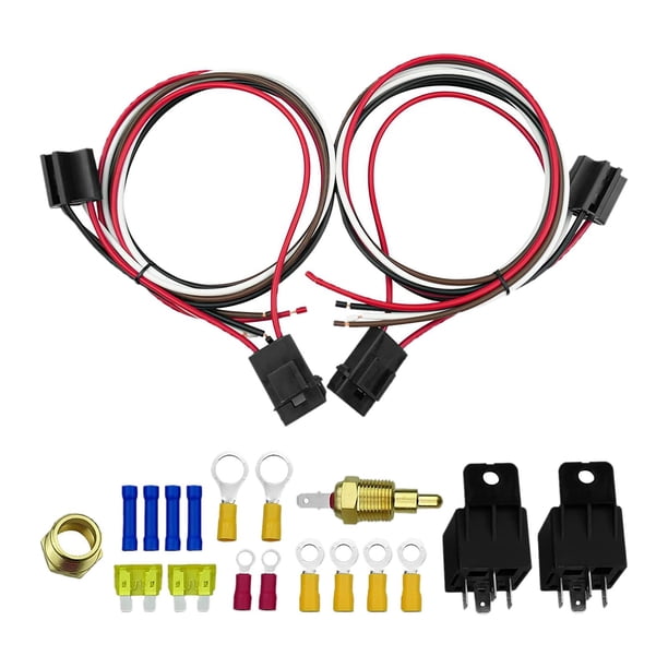 Kit de cableado de ventilador eléctrico automotriz 185 encendido 175 apagado Kit de cableado de ventilador de radiador eléctrico de 40 amperios