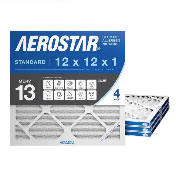 Filtro de Aire Aerostar 12x12x1 MERV 13 Electrostático Paquete de 4