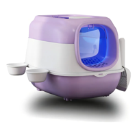 Genérico - Arenero Sanitario Cerrado Para Gato Con Pala Puerta Abatiblekit Inicial Para Gato Con Bebedero Y Luz Esterilizadora,Gatos Cuencoevita Las Salpicaduras De Arena,Violeta