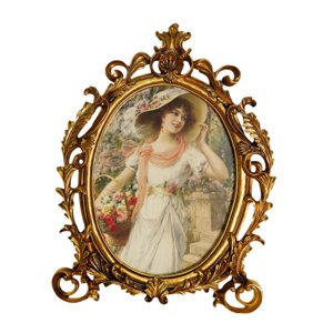 Genérico - Marco De Fotos Ovalado Para Exhibir Fotografías, Adorno De Mesa Para Escritorio, Estilo Rústico, Interior, 19,5 X 26,5 Cm