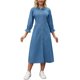 thumbnail image 1 of INSPIRE CHIC Vestido Vaquero de Mujer Regreso a Clases Ajuste Holgado Manga 3/4 Botones Abajo Midi Vestido de Mezclilla XL Azul, 1 of 6