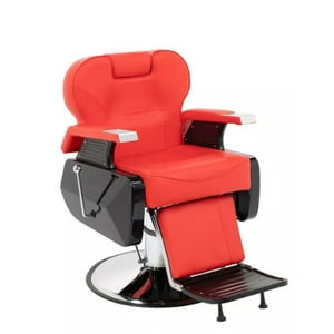 Tododescuento - Sillón Barbero Peluqueria Profesional Rojo Incl Regulable