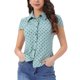 thumbnail image 1 of INSPIRE CHIC Camisetas Vintage de Manga Corta para Mujer de Regreso a Clases Camisa de Lunares con Botones L Azul Polvoriento, 1 of 6