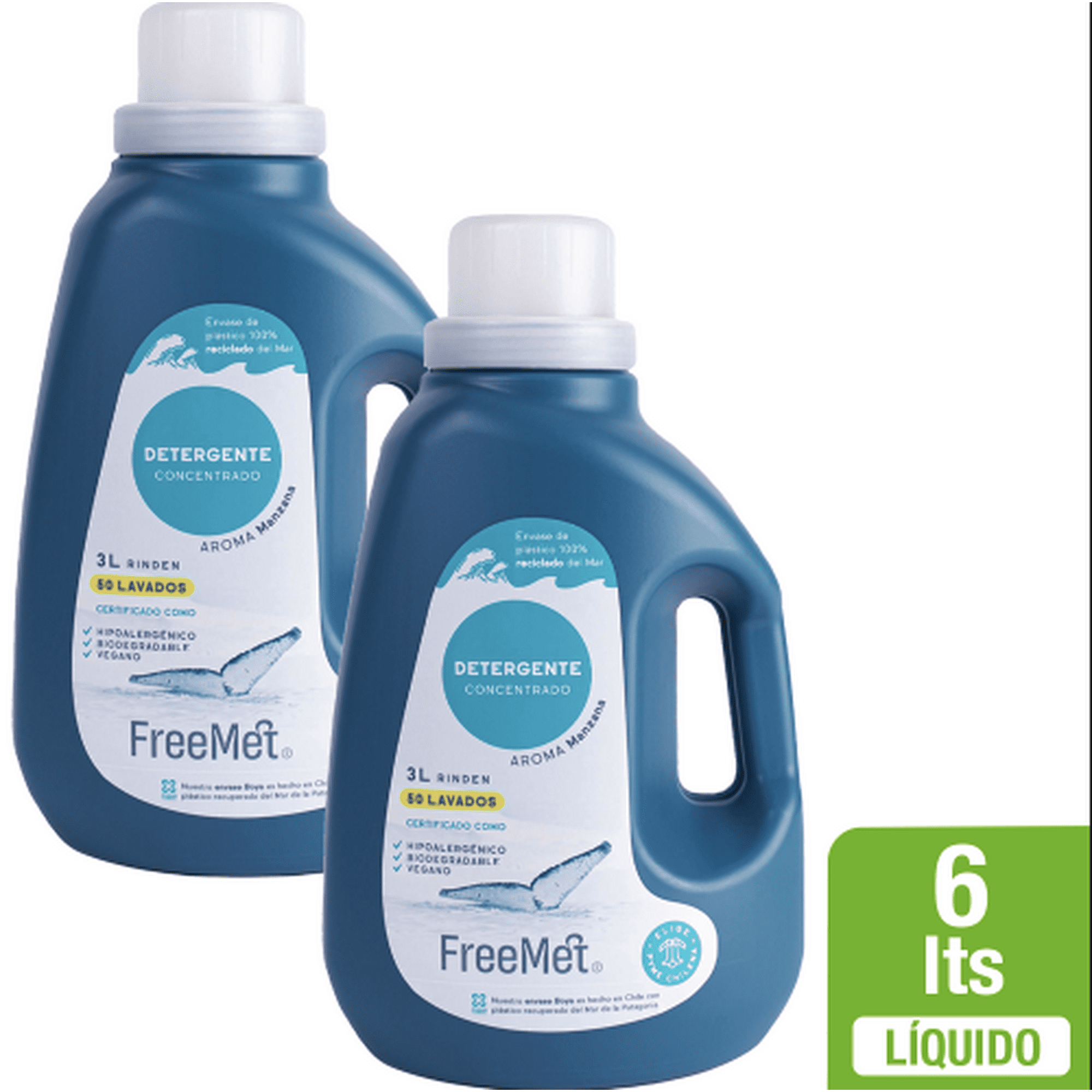 Pack x 2 Detergente Ecológico Concentrado Freemet Hipoalergénico 3 L Manzana