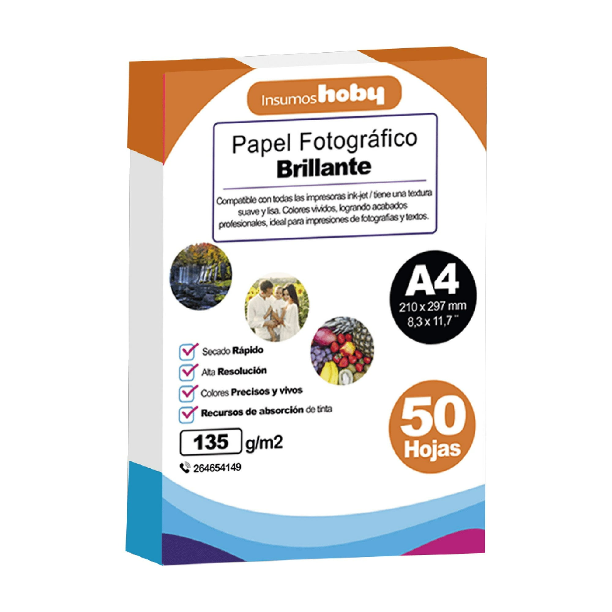 Papel Fotográfico Glossy 135 Gr A4 50 Hojas Hoby