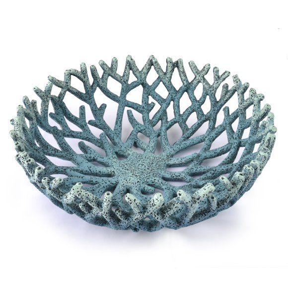 Escultura FriyGardcn Cuenco de Coral Azul de Resina 25 cm