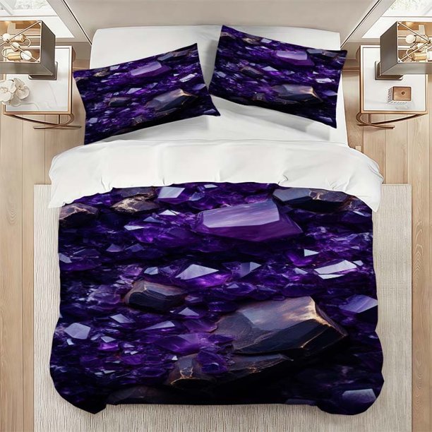 Amethyst Cluster Themed Bedding Set Duvet Cover and Pillowcase Set