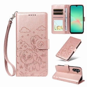 Funda Billetera Foxdock Compatible Con Samsung Galaxy A16, Diseño Perrito Tierno, Ranuras Para Tarjetas Y Soporte Plegable