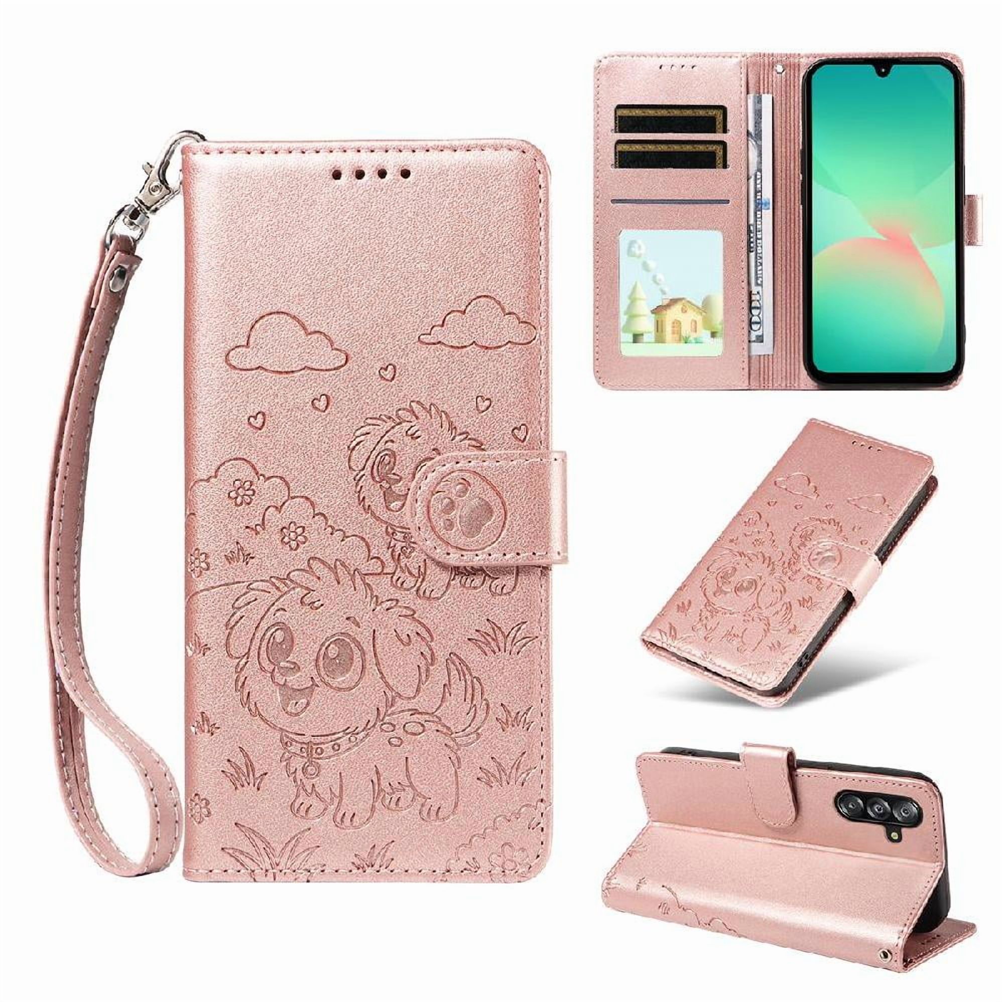 Funda Billetera Foxdock Compatible Con Samsung Galaxy A16, Diseño Perrito Tierno, Ranuras Para Tarjetas Y Soporte Plegable