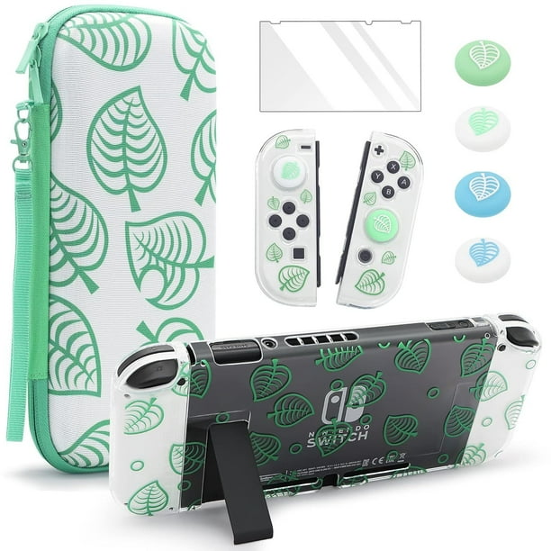 Compatible con el juego de fundas protectoras para Nintendo Switch/OLED: funda de almacenamiento, protector de pantalla de cristal templado y asas para los pulgares.-para Switch