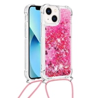 Funda Foxdock Para Iphone 15 Con Cuerda Ajustable, Brillo Líquido, Protección Antigolpes Y Lente – Ideal Para Regalo