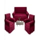 thumbnail image 1 of Pack De Fundas De Sofa 3+1+1 Con Diseño En Forma De Hoja Con Velo 3 1 1 Color Burdeo, 1 of 4