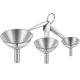 thumbnail image 1 of Embudos de acero inoxidable, 3 mini embudos de llenado de cocina con asa práctica para transferir aceites esenciales, líquidos, fluidos, ingredientes secos y polvos., 1 of 8