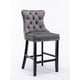 thumbnail image 2 of Contemporary Velvet Upholstered Barstools with Button Tufted Decoration and Wooden Legs, and Chrome Nailhead Trim, Leisure Style Bar Chairs,Bar stools, Set of 2 (Gray),SW1902GY, 2 of 3
